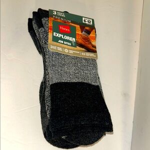 Hanes Explorer Socks Mens 6-12 Premium Job Sites 3 Pair Cushioned Made Tough